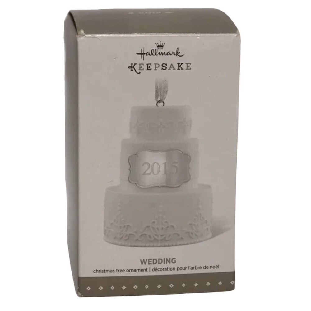 NEW Hallmark Keepsake 2015 Porcelain Wedding Cake Christmas Tree Ornament in Box